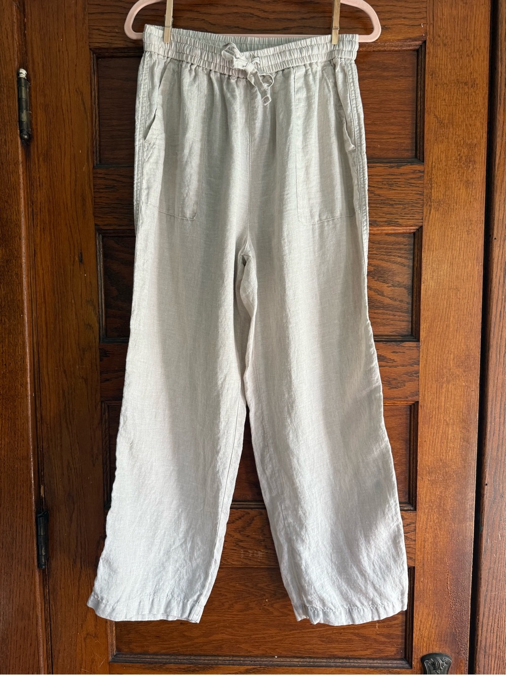 BANANA REPUBLIC 100% Linen Pull On Drawstring Wide Leg Pants Boho Beach US M